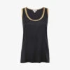 Reiss Riley Contrast-trim Stretch-silk Vest Top -Ted Baker Store R04075263 BLACKCAMEL M
