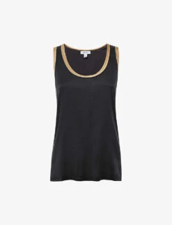 Reiss Riley Contrast-trim Stretch-silk Vest Top