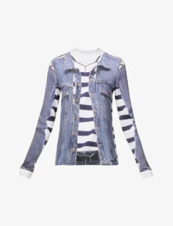 Y/Project X Jean Paul Gaultier Trompe L'Oeil Graphic-print Stretch-woven Top