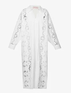 Valentino Abito Broderie-pattern Cotton Maxi Dress