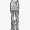 ALAIA Sequin-embellished Gathered Stretch-woven Maxi Skirt 1 ALAIA Sequin-embellished Gathered Stretch-woven Maxi Skirt -Ted Baker Store R04076347 ARGENT M