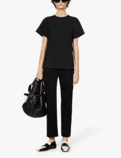 Toteme Logo-embroidered Organic Cotton T-shirt 9 Toteme Logo-embroidered Organic Cotton T-shirt -Ted Baker Store R04077099 BLACK ALT01