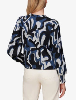 Whistles Graphic-jacquard Stretch Recycled Polyester-blend Top -Ted Baker Store R04077197 BLUE ALT03