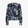 Whistles Graphic-jacquard Stretch Recycled Polyester-blend Top 1 Whistles Graphic-jacquard Stretch Recycled Polyester-blend Top -Ted Baker Store R04077197 BLUE M