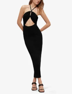 AllSaints Toni Halter-neck Woven Maxi Dress -Ted Baker Store R04081369 BLACK ALT02