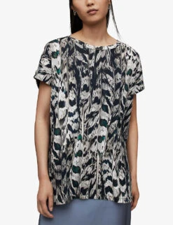 AllSaints Ines Imogen Abstract-print Organic-cotton T-shirt -Ted Baker Store R04081469 WHITEMONO ALT02