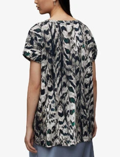 AllSaints Ines Imogen Abstract-print Organic-cotton T-shirt -Ted Baker Store R04081469 WHITEMONO ALT03