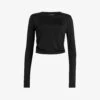AllSaints Ada Cut-out Woven Crop Top -Ted Baker Store R04081509 BLACK M