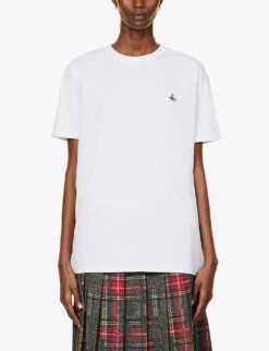 Vivienne Westwood Classic Orb-embroidered Cotton T-shirt -Ted Baker Store R04081555 WHITE ALT02