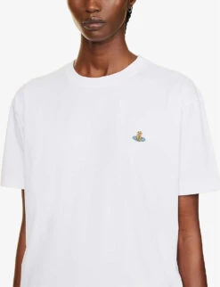 Vivienne Westwood Classic Orb-embroidered Cotton T-shirt -Ted Baker Store R04081555 WHITE ALT04