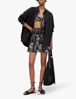 AllSaints Riah Floral-print Linen Mini Skirt -Ted Baker Store R04082732 BLACK ALT01