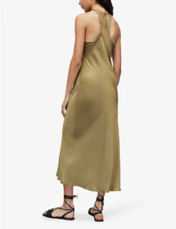 AllSaints Betina Racerback Satin Maxi Dress 10 AllSaints Betina Racerback Satin Maxi Dress -Ted Baker Store R04082737 PALEOLIVEGRE ALT03