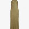 AllSaints Betina Racerback Satin Maxi Dress -Ted Baker Store R04082737 PALEOLIVEGRE M