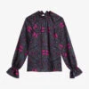 Ted Baker Heiydii Butterfly-print High-neck Woven Blouse -Ted Baker Store R04083597 BLACK M