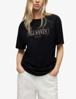 AllSaints Rila Boyfriend Logo-print Organic-cotton T-shirt 9 AllSaints Rila Boyfriend Logo-print Organic-cotton T-shirt -Ted Baker Store R04085125 BLACK ALT02