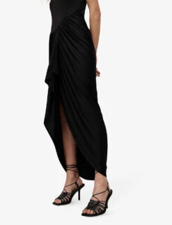 AllSaints Aurelia Draped Stretch-woven Midi Dress -Ted Baker Store R04085147 BLACK ALT04