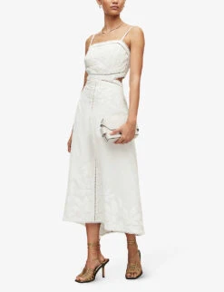 AllSaints Mala Floral Broderie Woven And Cotton-blend Maxi Dress -Ted Baker Store R04085159 CHALKWHITE ALT01