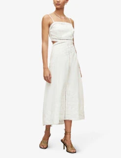 AllSaints Mala Floral Broderie Woven And Cotton-blend Maxi Dress -Ted Baker Store R04085159 CHALKWHITE ALT02