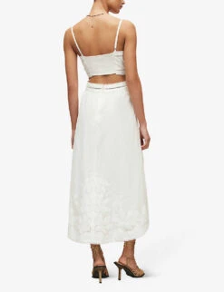 AllSaints Mala Floral Broderie Woven And Cotton-blend Maxi Dress -Ted Baker Store R04085159 CHALKWHITE ALT03