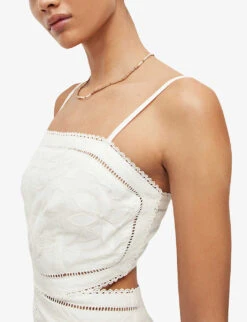 AllSaints Mala Floral Broderie Woven And Cotton-blend Maxi Dress -Ted Baker Store R04085159 CHALKWHITE ALT04