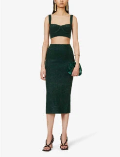 Moonlight Metallic-weave Stretch-woven Midi Skirt -Ted Baker Store R04085295 EDEN ALT01