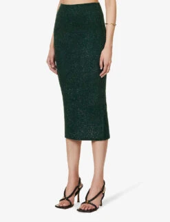 Moonlight Metallic-weave Stretch-woven Midi Skirt -Ted Baker Store R04085295 EDEN ALT02