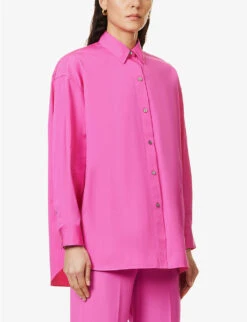 THEORY Oversized-fit Curved-hem Cotton Shirt -Ted Baker Store R04085923 CARNATION ALT02