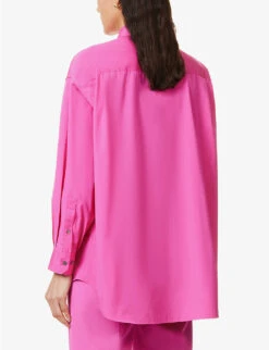 THEORY Oversized-fit Curved-hem Cotton Shirt -Ted Baker Store R04085923 CARNATION ALT03