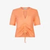 AllSaints Gigi Drawstring Cotton T-shirt 2 AllSaints Gigi Drawstring Cotton T-shirt -Ted Baker Store R04086668 FLUROORANGE M