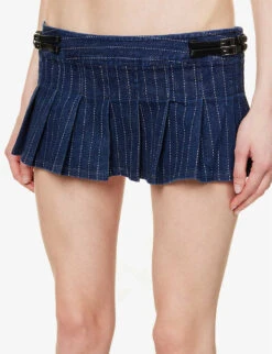 Pleated Pinstriped Stretch-cotton Blend Mini Skirt -Ted Baker Store R04086797 VARSITYPINSTRIPE ALT04
