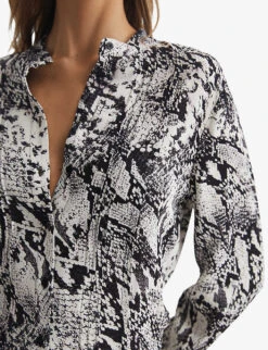 Reiss Scarlett Snake-print Woven Mini Dress -Ted Baker Store R04087024 BLACKWHITE ALT04