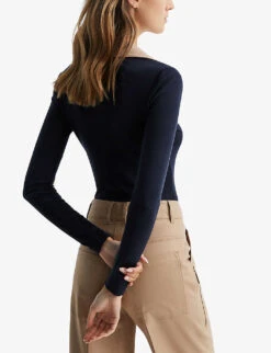 Reiss Allie V-neck Knitted Top -Ted Baker Store R04087046 NAVYCAMEL ALT03