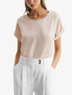 Reiss Helen Relaxed-fit Stretch-silk T-shirt 9 Reiss Helen Relaxed-fit Stretch-silk T-shirt -Ted Baker Store R04087049 NUDE ALT02