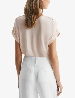 Reiss Helen Relaxed-fit Stretch-silk T-shirt 10 Reiss Helen Relaxed-fit Stretch-silk T-shirt -Ted Baker Store R04087049 NUDE ALT03