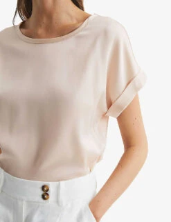 Reiss Helen Relaxed-fit Stretch-silk T-shirt 11 Reiss Helen Relaxed-fit Stretch-silk T-shirt -Ted Baker Store R04087049 NUDE ALT04