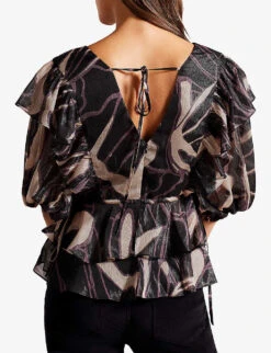 Ted Baker Jasmyna Abstract-print Woven Top -Ted Baker Store R04087285 BLACK ALT02