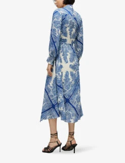 AllSaints Skylar Rafaela Paisley-print Linen And Silk Midi Dress -Ted Baker Store R04087342 BLUE ALT03