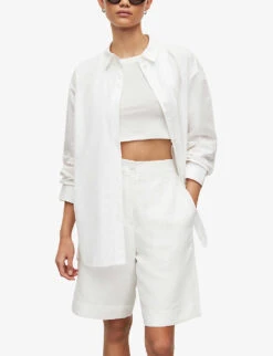 AllSaints Sasha Split-hem Relaxed-fit Organic-cotton Shirt -Ted Baker Store R04087355 OPTICWHITE ALT02