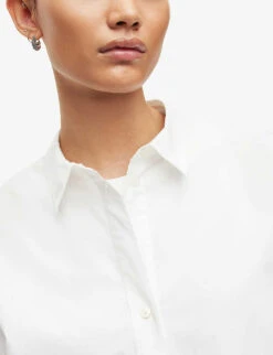 AllSaints Sasha Split-hem Relaxed-fit Organic-cotton Shirt -Ted Baker Store R04087355 OPTICWHITE ALT04