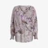 AllSaints Penny Lucia Floral-print Woven Top -Ted Baker Store R04087360 STORMGREY M