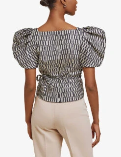 By Malina Ditte Metallic-pattern Woven Blouse 10 By Malina Ditte Metallic-pattern Woven Blouse -Ted Baker Store R04087783 BLUEMETALLIC ALT03