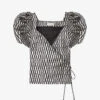 By Malina Ditte Metallic-pattern Woven Blouse