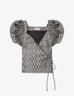 By Malina Ditte Metallic-pattern Woven Blouse