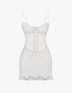 Soraya Lace-trimmed Satin Mini Dress