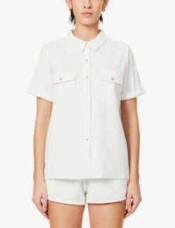 Melissa Odabash Tori Logo-plaque Cotton-blend Shirt -Ted Baker Store R04090069 WHITE ALT02