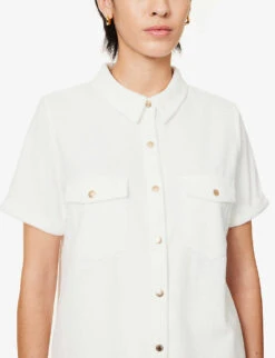 Melissa Odabash Tori Logo-plaque Cotton-blend Shirt -Ted Baker Store R04090069 WHITE ALT04