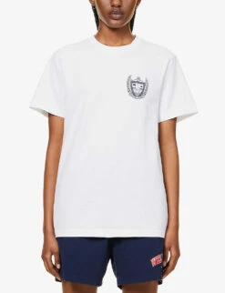 Beverly Hills Logo-embellished Cotton-jersey T-shirt -Ted Baker Store R04090225 WHITENAVY ALT02