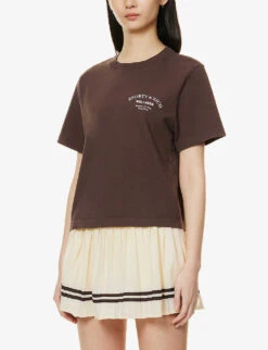 Wellness Slogan-print Cotton-jersey T-shirt 9 Wellness Slogan-print Cotton-jersey T-shirt -Ted Baker Store R04090255 CHOCOLATEWHITE ALT02