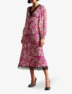 Ted Baker Izobele Floral-print Woven Midi Dress -Ted Baker Store R04090493 BRTPINK ALT01