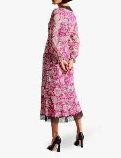 Ted Baker Izobele Floral-print Woven Midi Dress -Ted Baker Store R04090493 BRTPINK ALT02